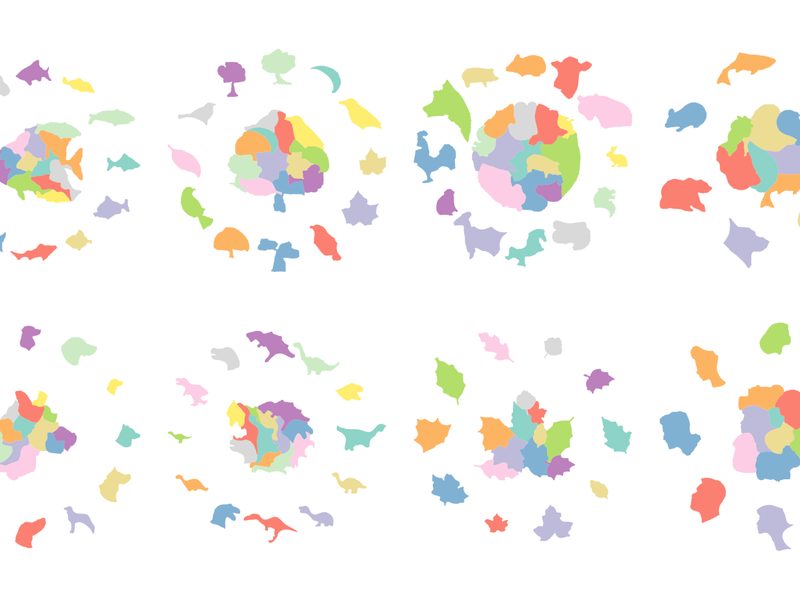 Whimsy jigsaw pieces shaped like animals, generated by the method