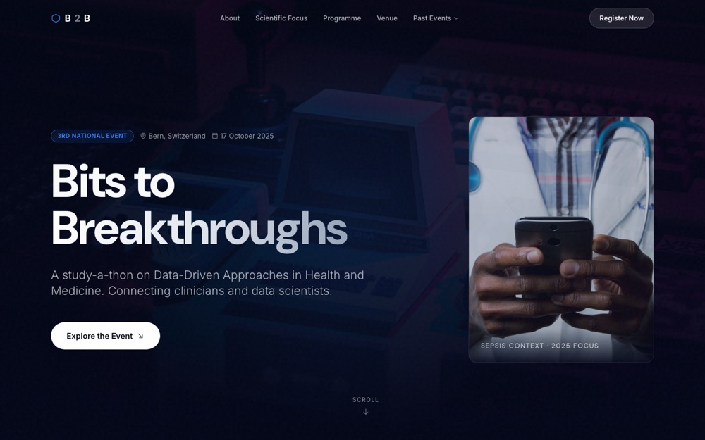 Bits to Breakthroughs homepage, Dark Clinical direction